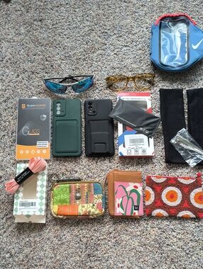 Bundle Of 14, Glasses, Wallets, Phone Cases,   Pink Shoelaces Nike Phone Case.